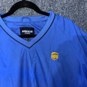 Lands End Workwear UPS Windshirt Pullover Blue V-Neck Jacket Mens XL